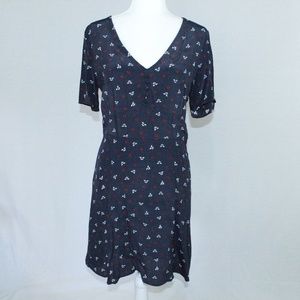 NWT | H&M | Navy Blue Sleeved Printed Dress | Sz 8
